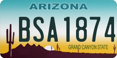 AZ license plate BSA1874