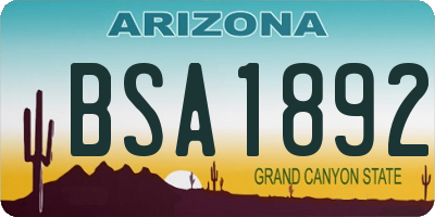 AZ license plate BSA1892