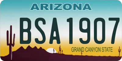 AZ license plate BSA1907
