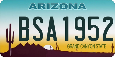 AZ license plate BSA1952