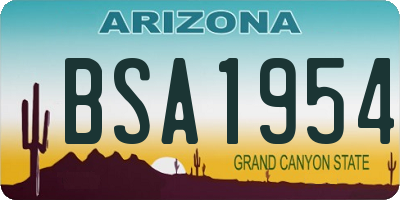 AZ license plate BSA1954