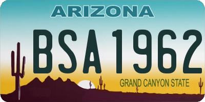AZ license plate BSA1962