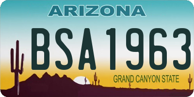 AZ license plate BSA1963