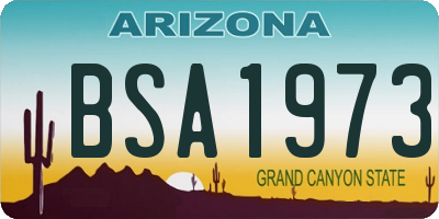 AZ license plate BSA1973