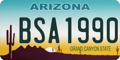 AZ license plate BSA1990