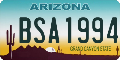 AZ license plate BSA1994