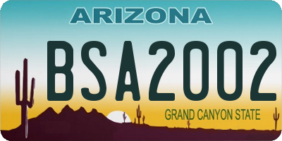 AZ license plate BSA2002