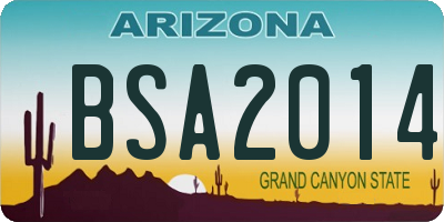 AZ license plate BSA2014