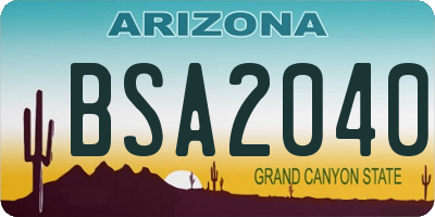 AZ license plate BSA2040