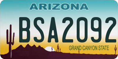 AZ license plate BSA2092