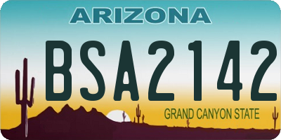 AZ license plate BSA2142