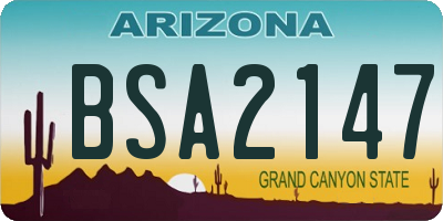 AZ license plate BSA2147