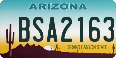 AZ license plate BSA2163