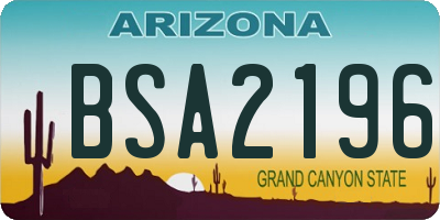 AZ license plate BSA2196