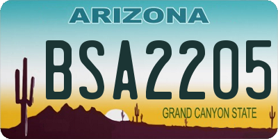 AZ license plate BSA2205