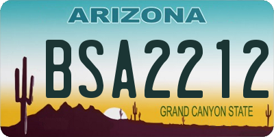 AZ license plate BSA2212