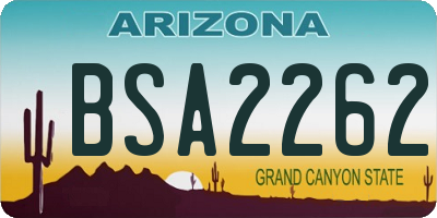 AZ license plate BSA2262