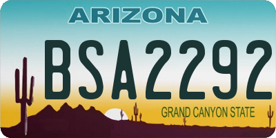 AZ license plate BSA2292
