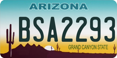 AZ license plate BSA2293