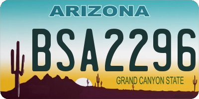 AZ license plate BSA2296