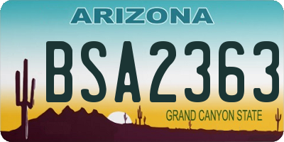 AZ license plate BSA2363