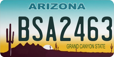 AZ license plate BSA2463