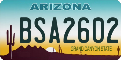 AZ license plate BSA2602