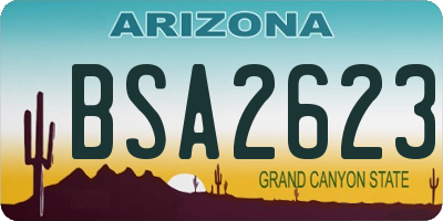 AZ license plate BSA2623