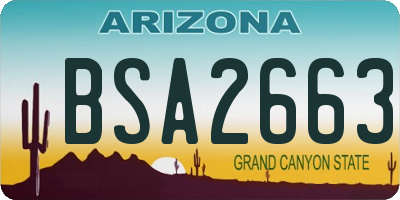 AZ license plate BSA2663