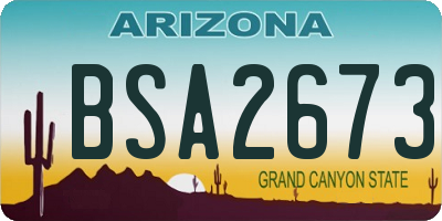 AZ license plate BSA2673