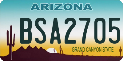 AZ license plate BSA2705