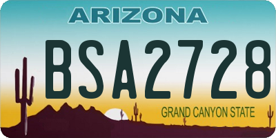 AZ license plate BSA2728