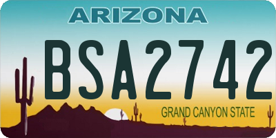 AZ license plate BSA2742