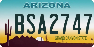 AZ license plate BSA2747