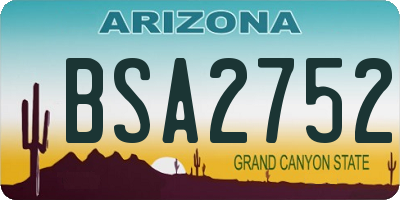 AZ license plate BSA2752