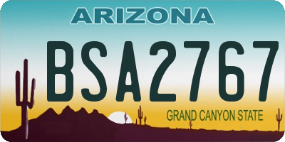 AZ license plate BSA2767