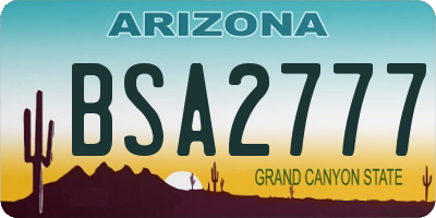 AZ license plate BSA2777