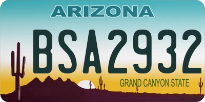 AZ license plate BSA2932