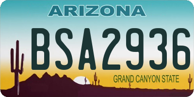 AZ license plate BSA2936