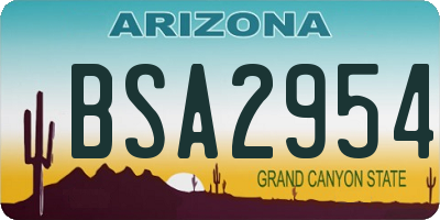 AZ license plate BSA2954