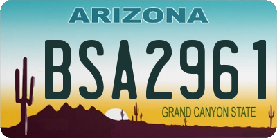 AZ license plate BSA2961