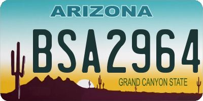 AZ license plate BSA2964