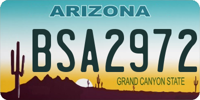 AZ license plate BSA2972