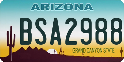 AZ license plate BSA2988