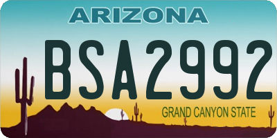 AZ license plate BSA2992