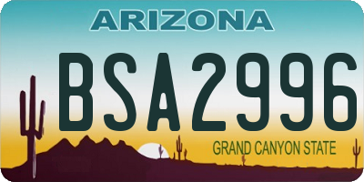 AZ license plate BSA2996