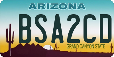 AZ license plate BSA2CD