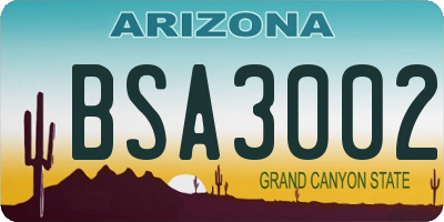 AZ license plate BSA3002