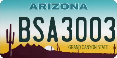 AZ license plate BSA3003