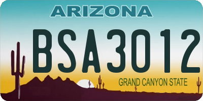 AZ license plate BSA3012